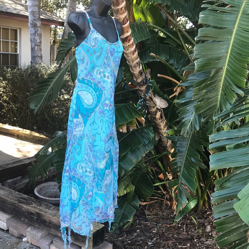 Casa Mia slip dress with handkerchief hem